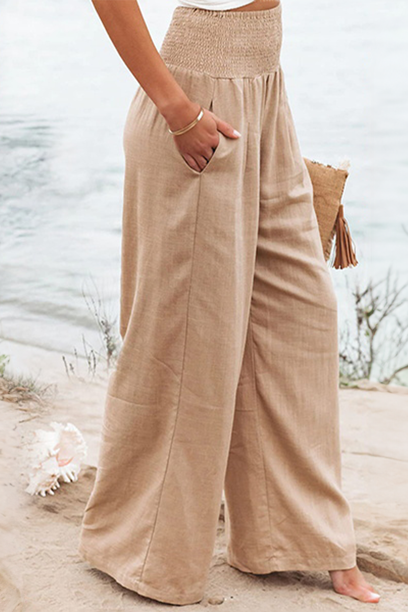 High-Waist Cotton Linen Palazzo Pants
