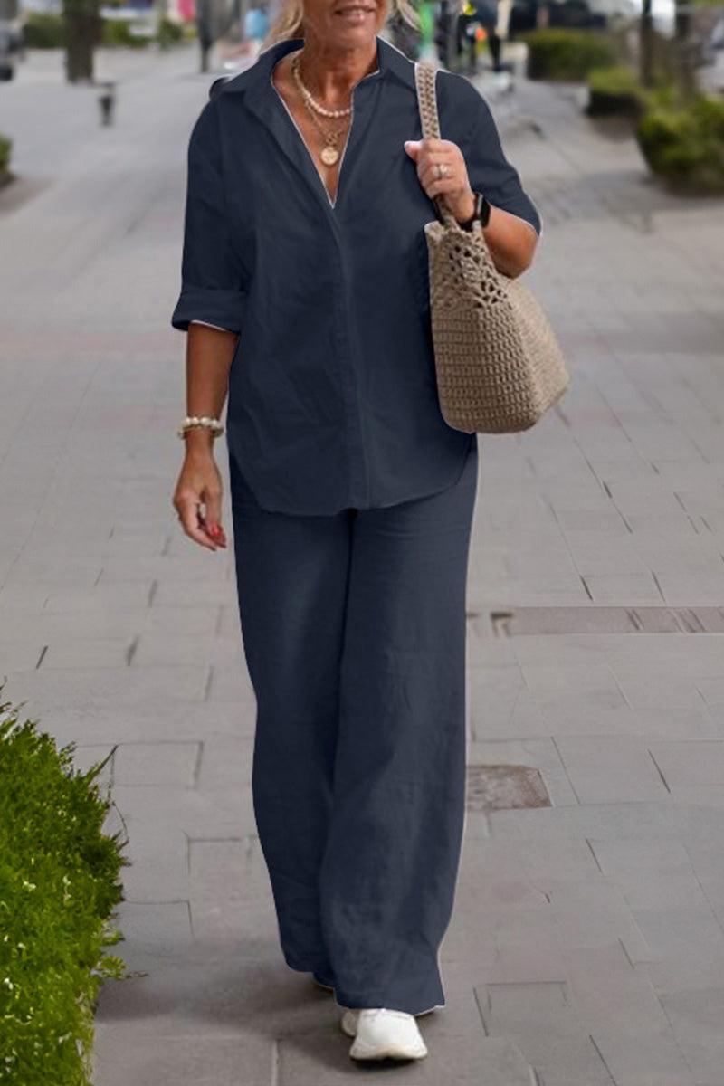 Relaxed Shirt &amp; Trousers Two-Piece Set