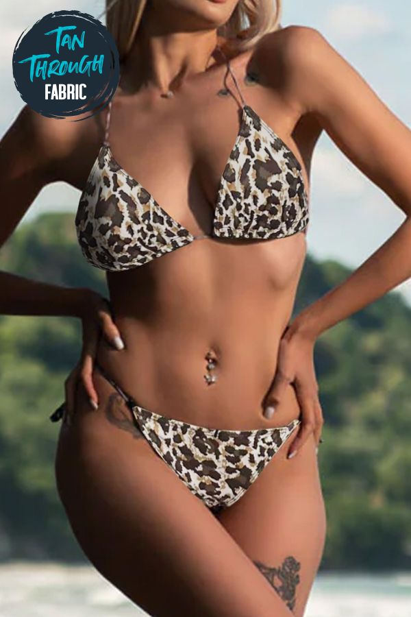 Triangle Anti-Tan Line Lace Up Bikini