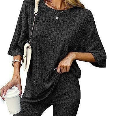 Ribbed Knit Pajama Loungewear Set