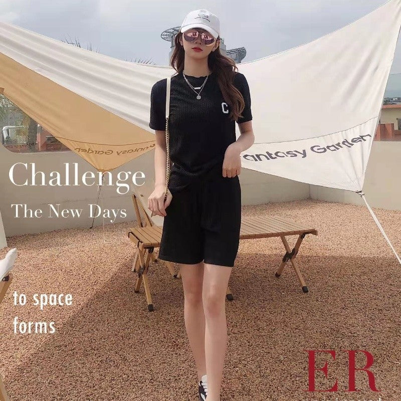 Chiba Pleated Embroidered Two-Piece Loungewear Set