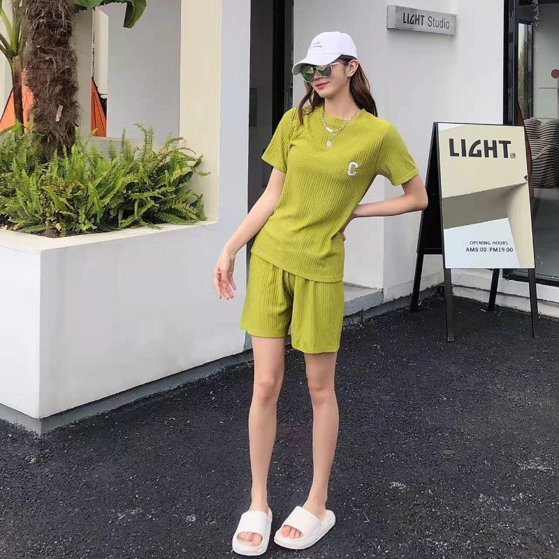 Chiba Pleated Embroidered Two-Piece Loungewear Set