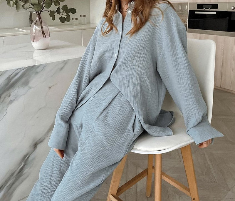 Comfortable Elastic Long Sleeve Shirt and Pants Set