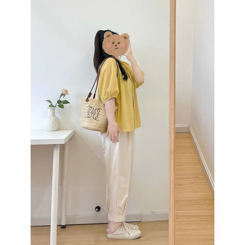 Cotton Linen Two-Piece Set for Petite Women