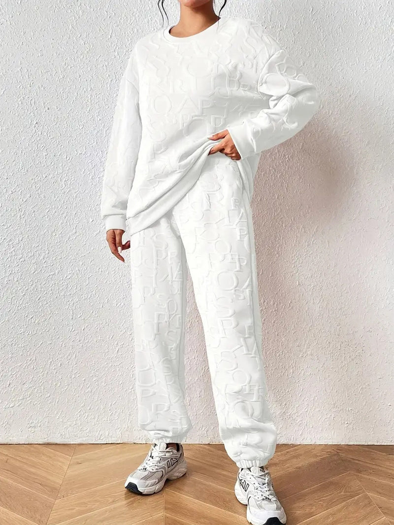 Ribbed Jacquard Casual Two-Piece Set