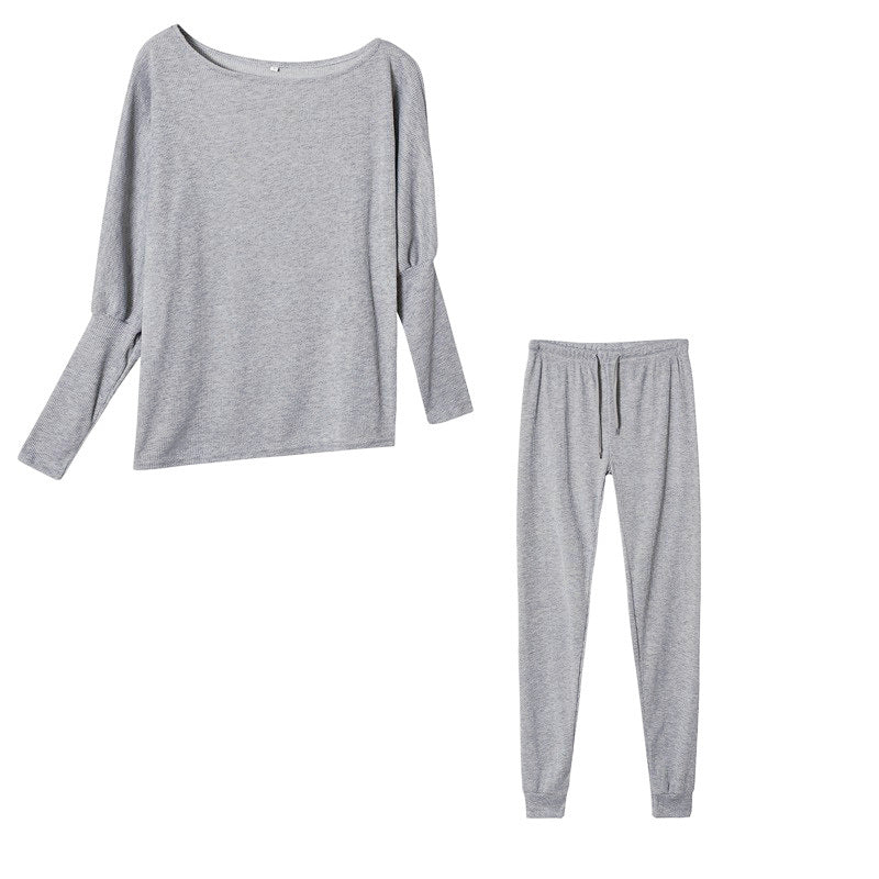 Lace-Up Off-Shoulder Casual Long Pants Suit