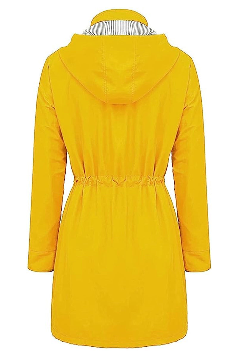 Water Resistant Hooded Striped Windbreaker Rain Jacket