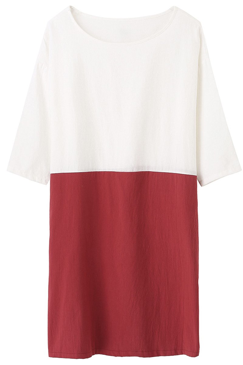 Colour Block Linen Dress