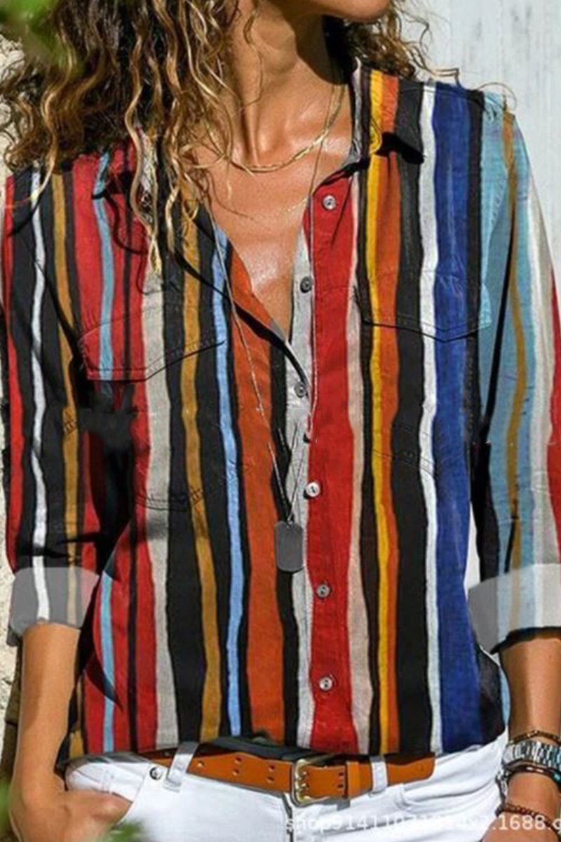 Long-Sleeved Casual Printed Loose Shirt