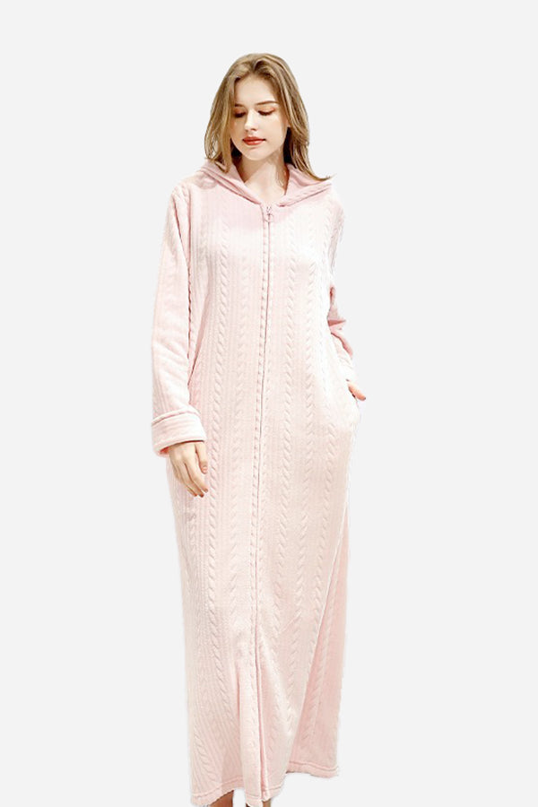 Stylish Flannel Hooded Nightgown