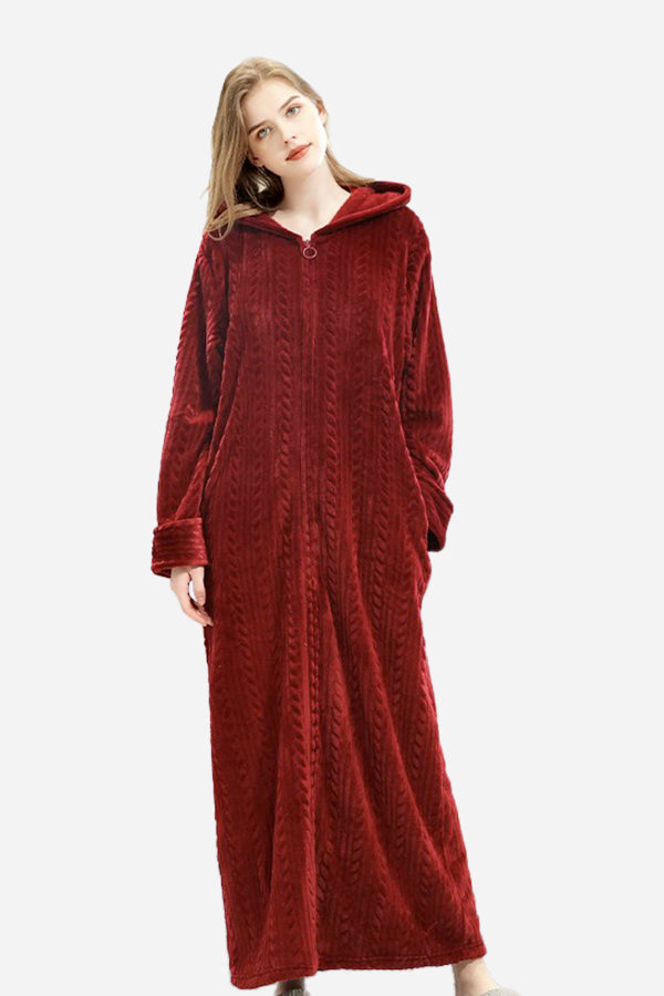 Stylish Flannel Hooded Nightgown