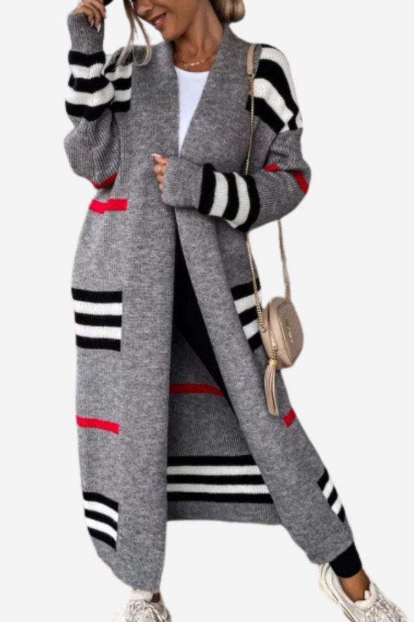 Cozy Striped Long Knitted Cardigan
