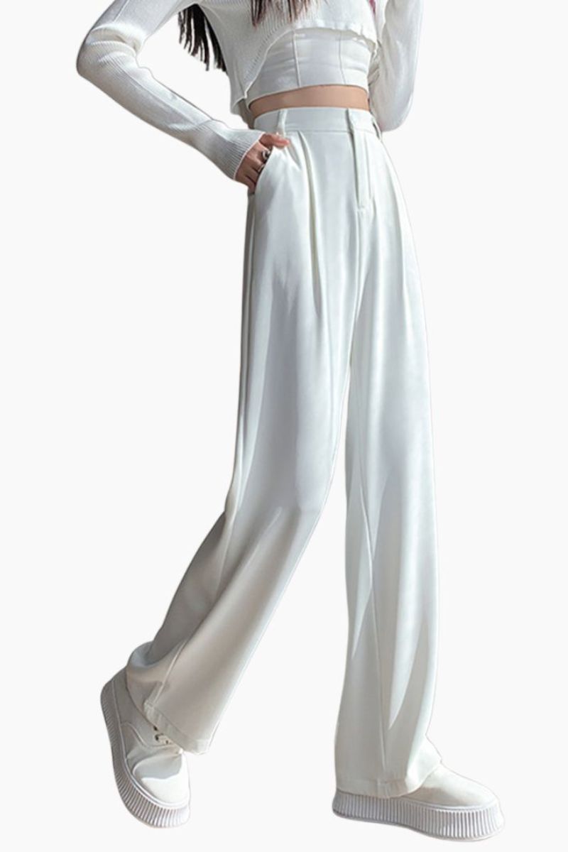 Casual Loose Wide-Leg High-Waisted Straight Pants